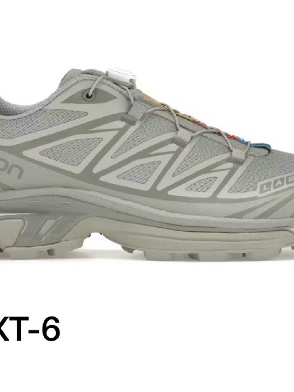Salomon XT-6 Trail Sneaker - Light Grey with Subtle Multicolor Accents